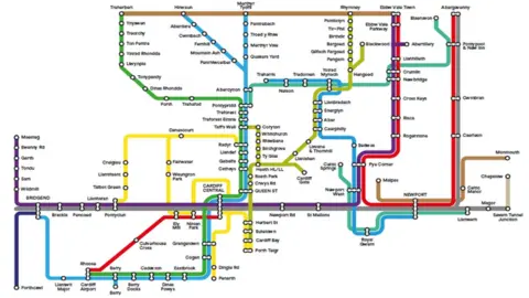 Welsh Government Metro map