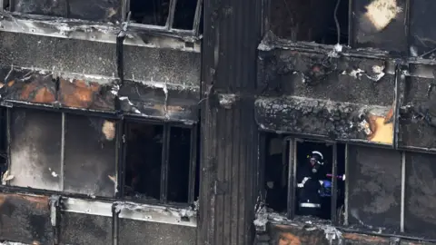 Getty Images Firefighter at Grenfell Tower