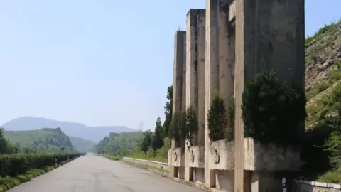 NK News A tank trap on a North Korean road