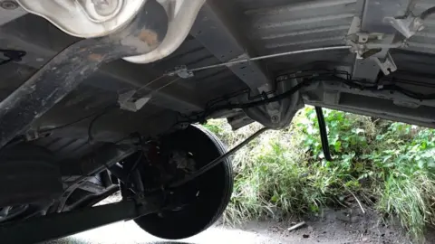 Cambs Police Underside of crashed van