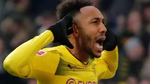 Pierre-Emerick Aubameyang playing for Borussia Dortmund