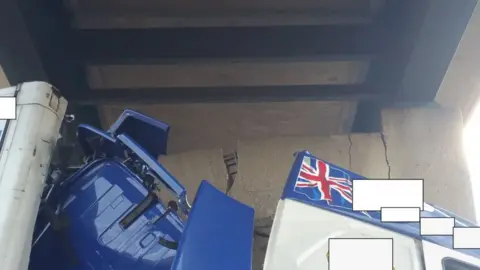 North West Motorway Police The crash cracked the cattle bridge's stanchion