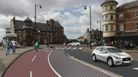 North Tyneside Council Computer generated image of the new cycle lane