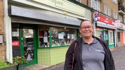 BBC Wendy Wilson outside her cafe