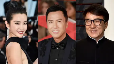 Getty Images Li Bingbing, Donnie Yen and Jackie Chan