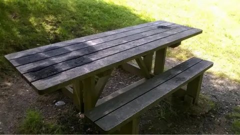Natural Resources Wales Fire-scorched benches at Llyn Geirionydd
