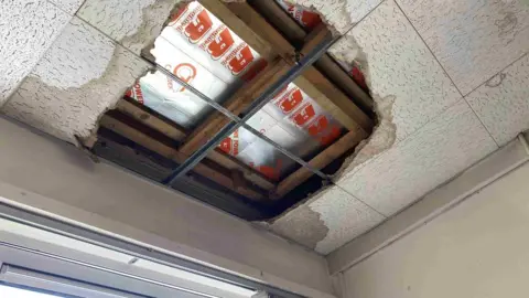 BBC Hole in the ceiling at Tiverton High School