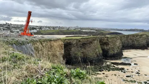 BBC crane over beach