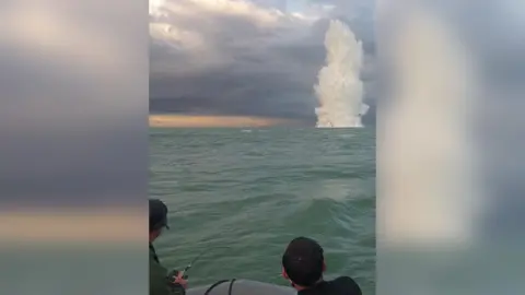 Royal Navy Bomb being detonated underwater