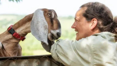 Janet Baxter Shann Jones and a goat