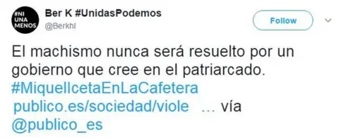 Twitter - berkhl Ber K #UnidasPodemos tweets: "Machismo will never be solved by a government which believes in patriarchy"