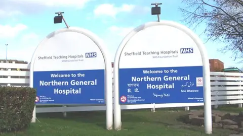 Geograph / Terry Robinson Signs outside Northern General Hospital