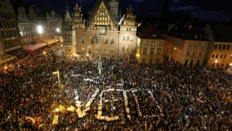 Reuters Protesters in Warsaw, Poland