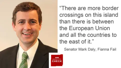 BBC Mark Daly saying: there are more border crossings on this island than there is between the European Union and all the countries to the East of it.