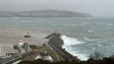 BBC Waves crashing on Douglas breakwater