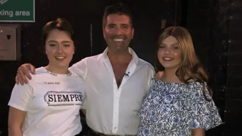 Sara, Molly and Simon Cowell