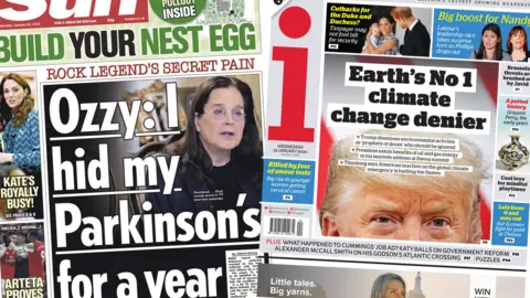 The Sun and the i newspaper - Wednesday 22 January