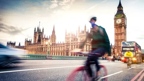 Getty Images Cyclists on Westminster bridge