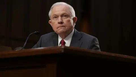 Getty Images Jeff Sessions testifies before Congress.