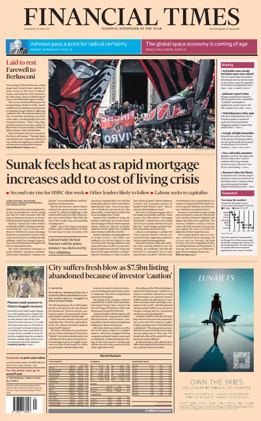 Front page of the Financial Times
