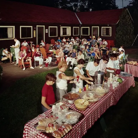 Getty Images A family backyard buffet photographed in 1960