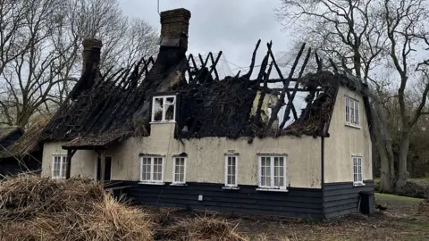 Hertfordshire County Council/HFRS A burnt out home in Bassus Green, Walkern