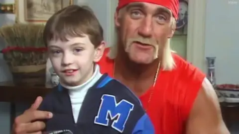 Young Rhodri with Hulk Hogan in 1993