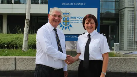 Durham Police PCC Ron Hogg and Deputy Chief Constable Jo Farrell