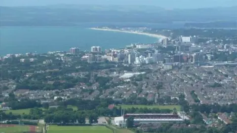 BBC Aerial view of Bournemouth and Poole