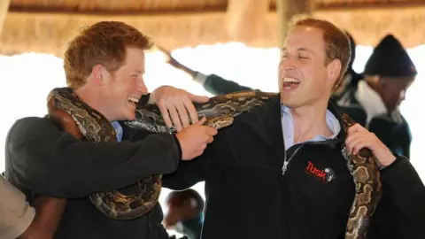 Anthony Devlin/PA Wire Harry and William with snake