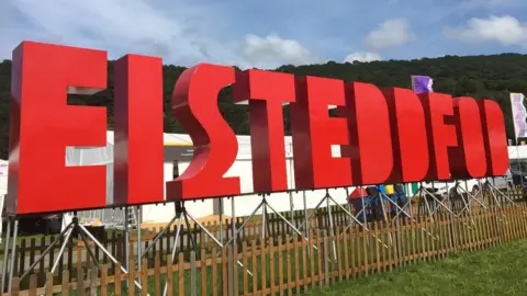 BBC Eisteddfod sign in Llanrwst