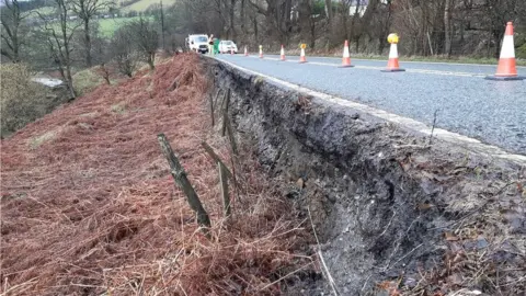 Derbyshire County Council Slumped road