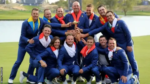 Getty Images Europe celebrate winning 2018 Ryder Cup