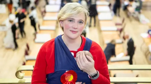 Getty Images Stella Creasy with her child at an election count in December 2019