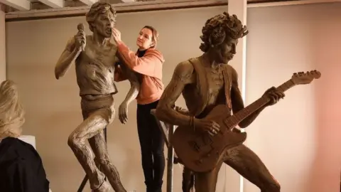 Statues of Mick Jagger and Keith Richards