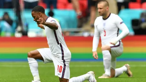 Getty Images Raheem Sterling taking the knee