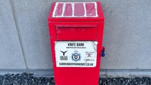 South Gloucestershire Council A photo of the knife amnesty bin in Patchway.