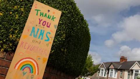 Getty Images Thank You NHS sign in Cardiff