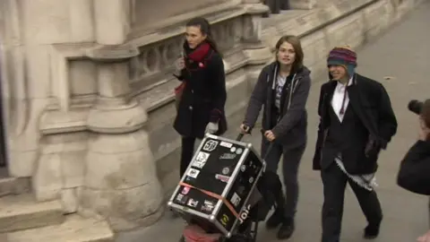 BBC Lauri Love arriving at court with his team