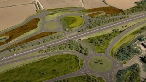 National Highways Visualisation of the future Carland Cross junction