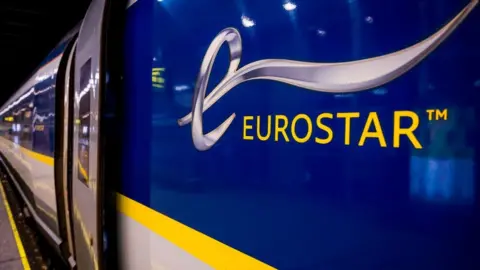 Getty Images Eurostar logo on the side of a train