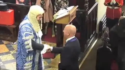 Manx Radio Bill Dale receives Tynwald Honour from President of Tynwald, Steve Rodan