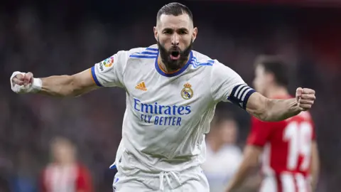 Karim Benzema celebrating scoring against Bilbao