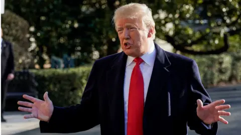 Reuters US President Donald Trump speaks to the media as he departs for Camp David from the White House in Washington