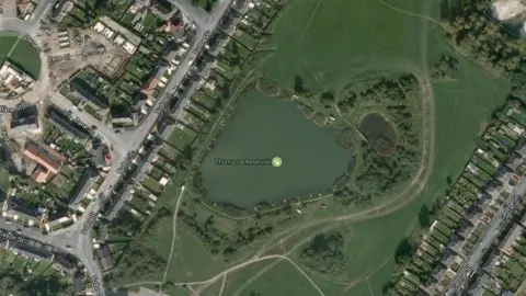 Google Pit pond next to Thurnscoe Reservoir near Tudor Street, Thurnscoe, Barnsley