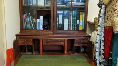 Temple Newsam House desk in a back room