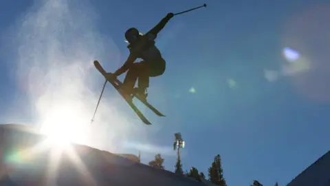 Getty Images Ailing Eileen Gu of Team China takes a training run for the Women's Freeski Halfpipe competition at the Toyota U.S. Grand Prix at Mammoth Mountain