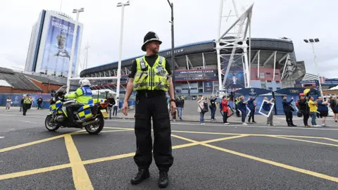 Getty Images Police near the stadium prior to the UEFA Champions League Final