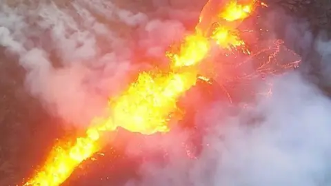 Lava bursting through the ground