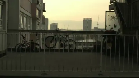 Bike leaning against railings